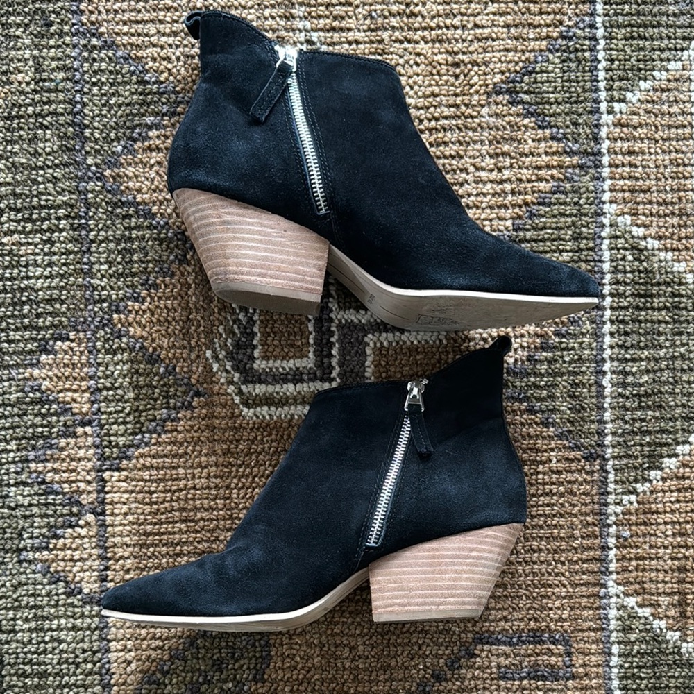 Dolce Vita Black Suede Ankle Boots with Zipper
